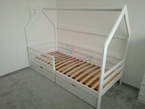 Dětská domečková postel LILIE se šuplíky - 200x90 cm