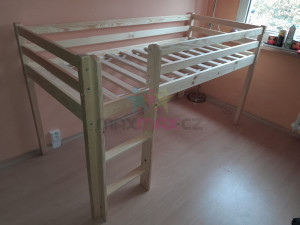 Dětská vyvýšená postel z masivu borovice BERTÍK 180x80 cm - přírodní