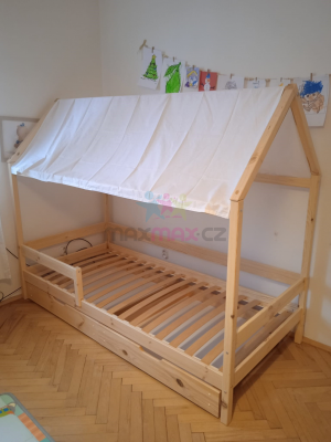 Dětská domečková postel KIDS - přírodní 200x90 cm