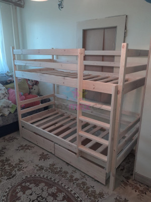Dětská patrová postel z MASIVU 180x80cm se šuplíky - PP008