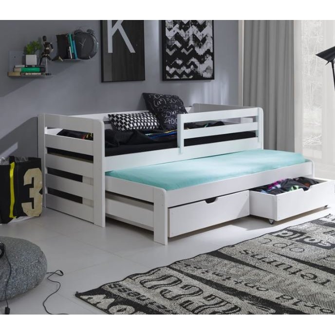 detska postel z masivu borovice sandra s pristylkou a supliky 200x90 cm bila e shop maxmax cz