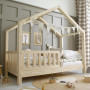 Dětská domečková postel z masivu borovice Bedhouse FENCE (se šuplíkem/s přistýlkou) - 200x90 cm
