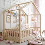 Dětská domečková Montessori postel z masivu borovice Bedhouse FENCE - 160x80 cm