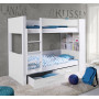 Dětská patrová postel z masivu borovice GASPAR se šuplíky a regálem - 200x80 cm - bílá