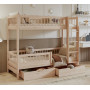 Dětská patrová postel se šuplíky z masivu borovice COEN - 180x80 cm - přírodní borovice