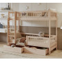Dětská patrová postel se šuplíky z masivu borovice COEN - 180x80 cm - přírodní borovice