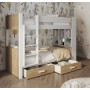Dětská patrová postel z masivu borovice GASPAR se šuplíky a regálem - 180x80 cm - bílá/dub shetland