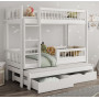 Dětská patrová postel z masivu borovice EVAN s přistýlkou a šuplíky - 180x80 cm - bílá