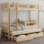 Dětská patrová postel z masivu borovice EVAN s přistýlkou a šuplíky - 180x80 cm - přírodní borovice