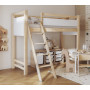 Dětská vyvýšená postel z masivu borovice VESPER - 180x80 cm - přírodní borovice/bílá