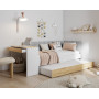Dětská postel s přistýlkou a psacím stolem FREYA - 200x90 cm - bílá/šedá/dub sonoma