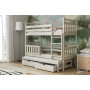 Dětská patrová postel z masivu borovice PETR s přistýlkou a šuplíky - 200x90 cm