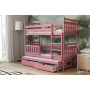 Dětská patrová postel z masivu borovice PETR s přistýlkou a šuplíky - 200x90 cm
