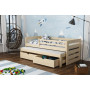 Dětská postel z masivu borovice JOLANA s přistýlkou a šuplíky - 200x90 cm
