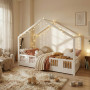 Dětská domečková Montessori postel z masivu borovice LUNA S - 200x90 cm