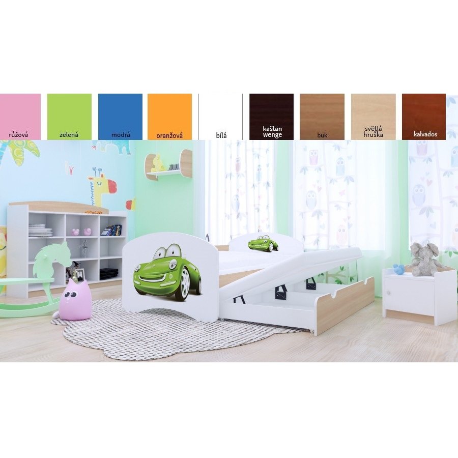 detska postel pro dva s vysuvnym luzkem 200x90 cm zelene auto e shop maxmax cz