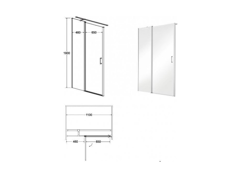 Sprchové dveře EXO-C BLACK bezrámové