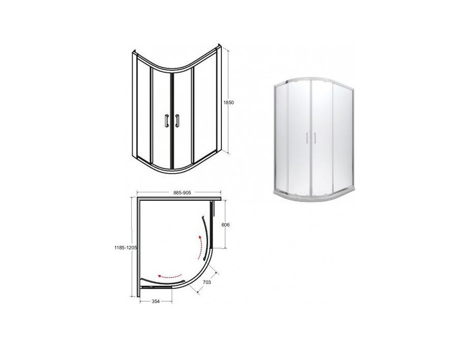 Asymetrický sprchový kout MODERN 185