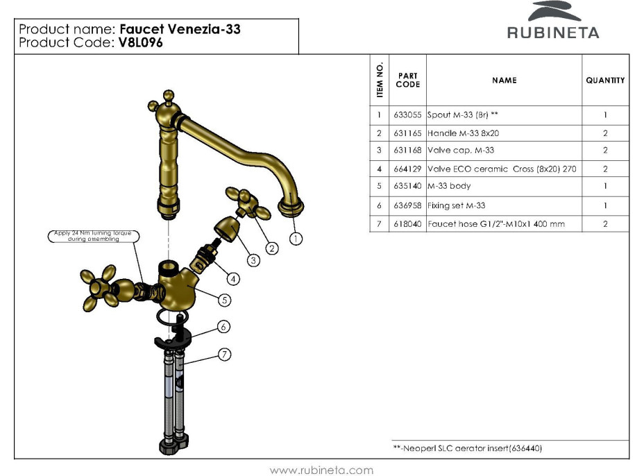 Dřezová baterie VENEZIA V-33