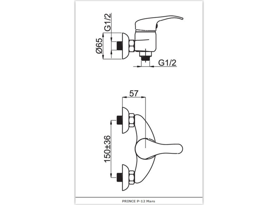 Sprchová nástěnná baterie PRINCE P-12 STAR - chromová