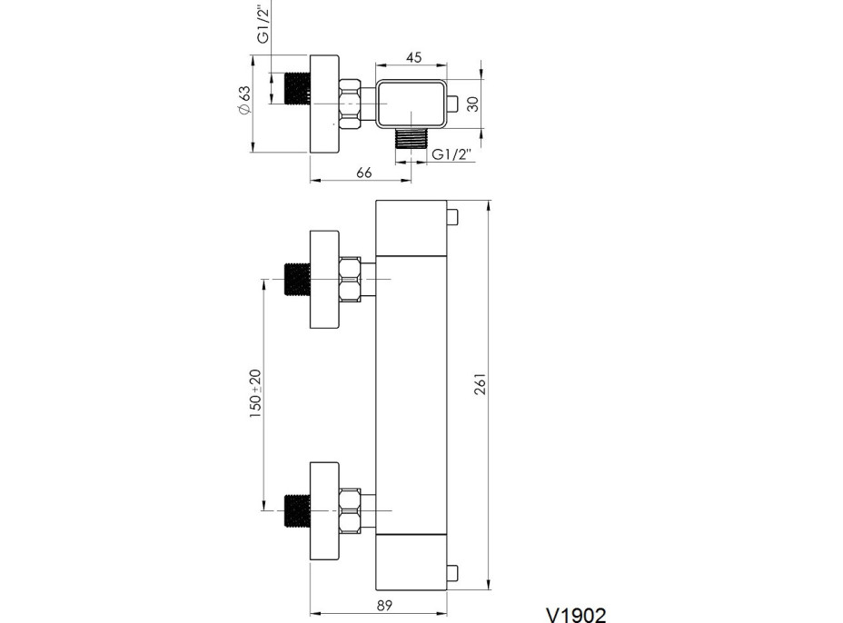 Sprchová termostatická baterie THERMO 12 SQUARE