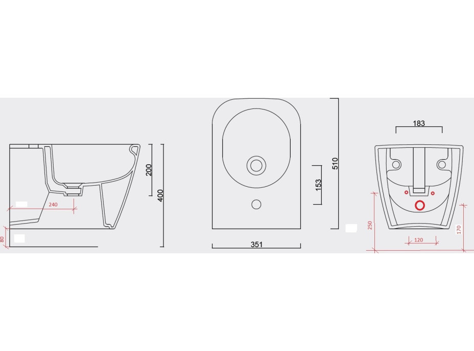 Závěsný bidet NOVA 51 cm - bílý