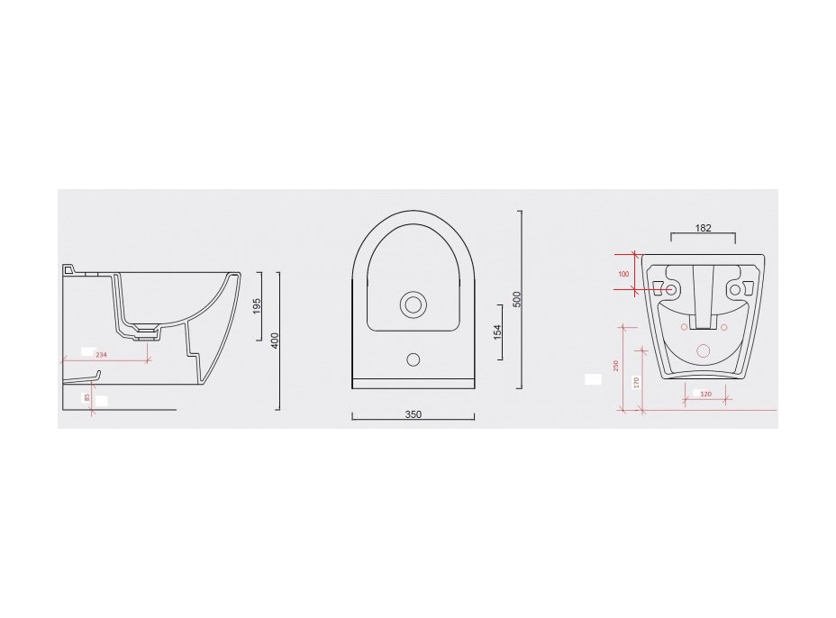 Závěsný bidet UNO 50 cm - bílý