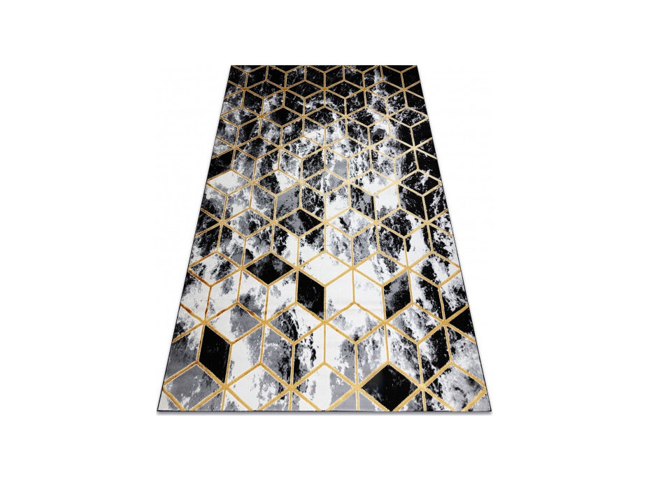 Kusový koberec Gloss 409A 82 3D cubes black/gold/grey