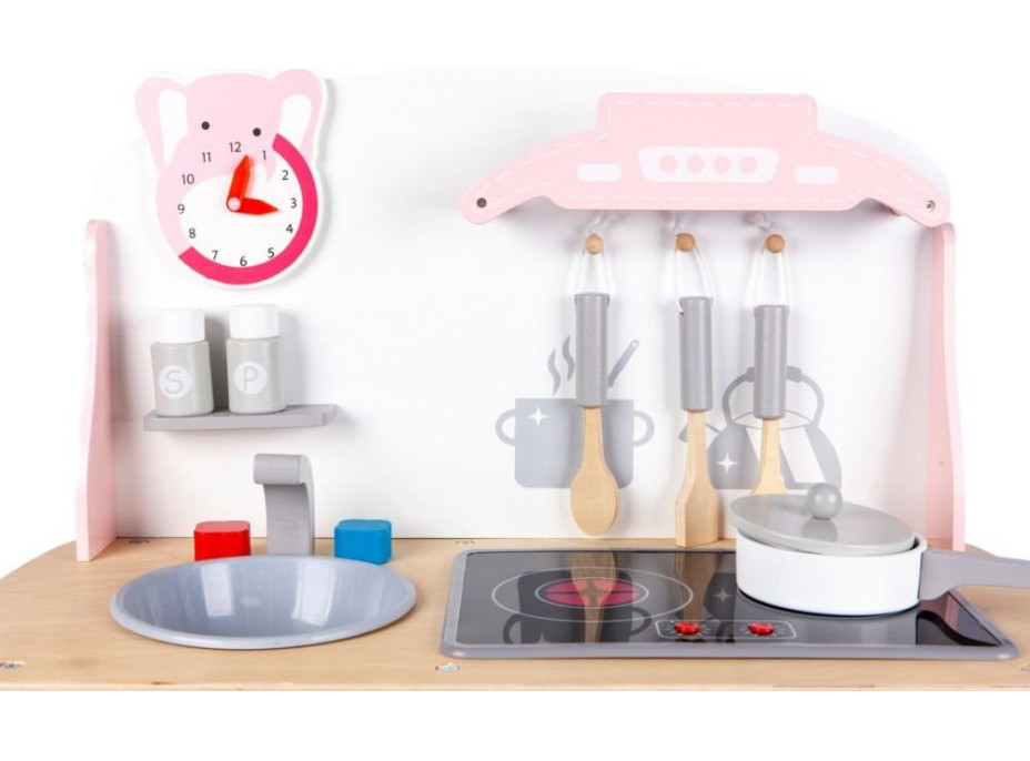 ECOTOYS Dřevěná kuchyňka růžová