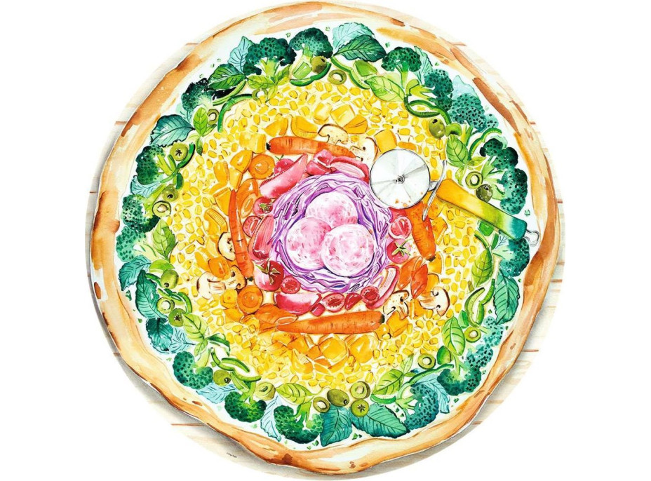 RAVENSBURGER Kulaté puzzle Kruh barev: Pizza 500 dílků