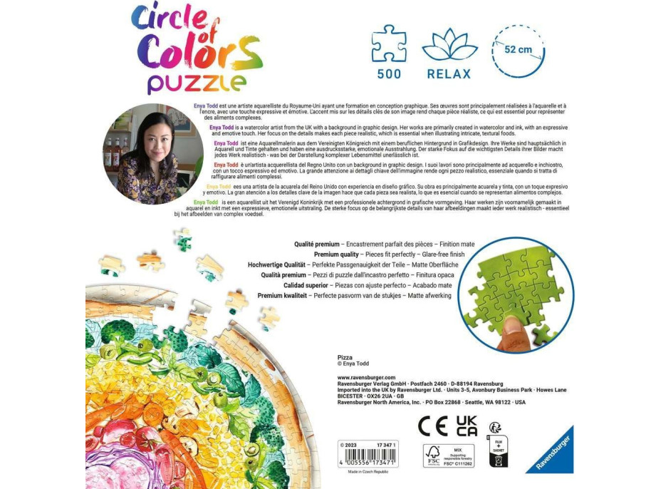 RAVENSBURGER Kulaté puzzle Kruh barev: Pizza 500 dílků