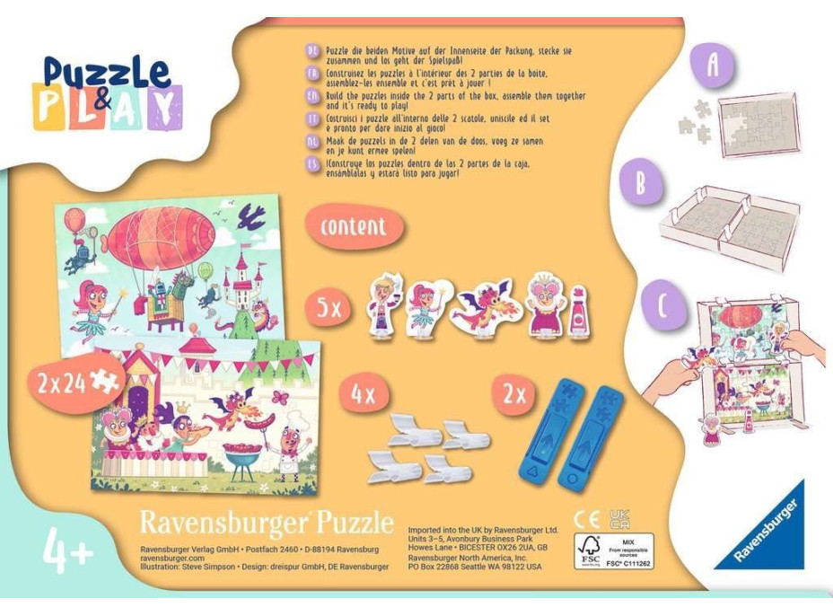 RAVENSBURGER Puzzle&Play: Královská party 2x24 dílků