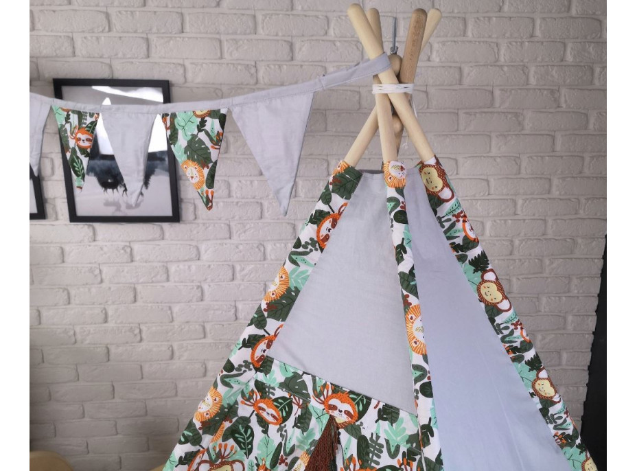 Dětský stan TEEPEE (TÝPÍ) s doplňky - AFRICKÁ ZVÍŘÁTKA