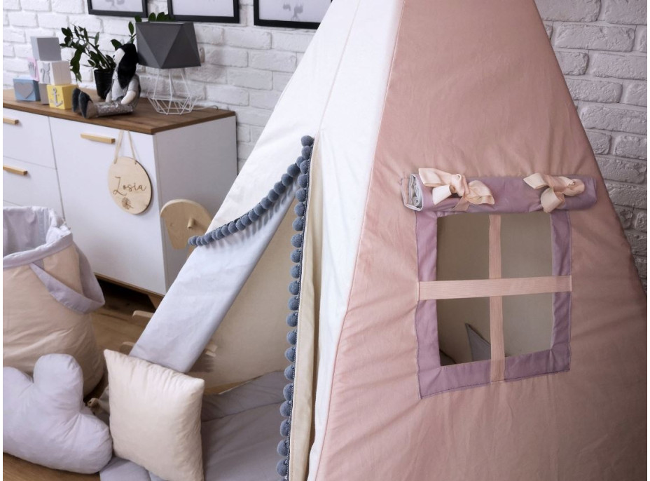 Dětský stan TEEPEE (TÝPÍ) SOFT s doplňky - BÉŽOVÝ