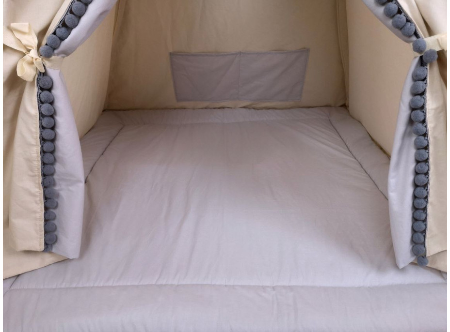 Dětský stan TEEPEE (TÝPÍ) SOFT s doplňky - BÉŽOVÝ