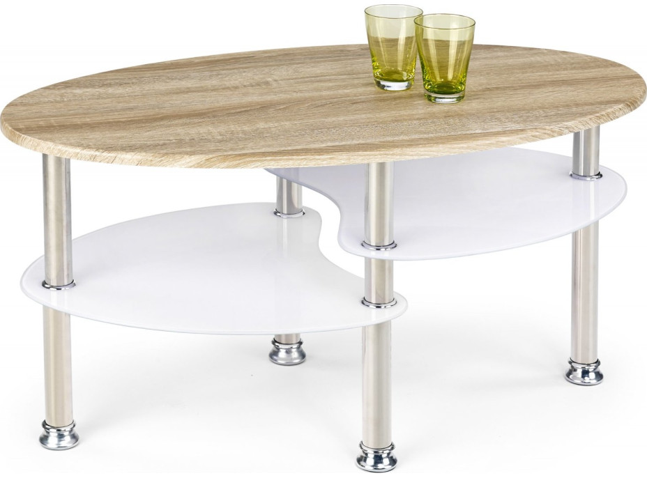 Konferenční stolek MEDA - dub sonoma/chrom