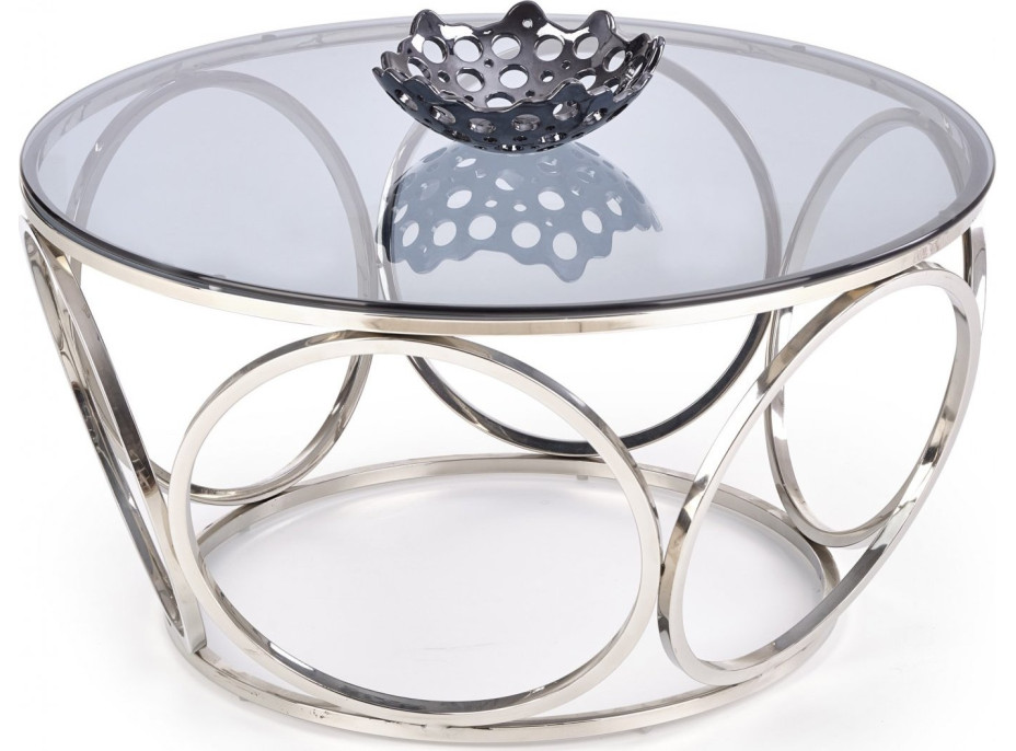 Konferenční stolek VENUŠE 2 - stříbrný/kouřové sklo