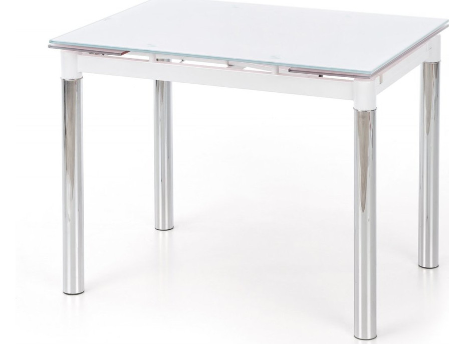 Jídelní stůl LOGY - 96(142)x70x75 cm - rozkládací - sklo/bílý