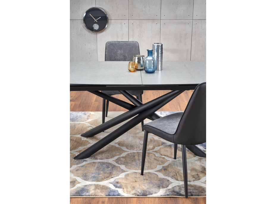 Jídelní stůl PELLO 180(240)x95x77 cm - rozkládací - tmavě šedý/černý