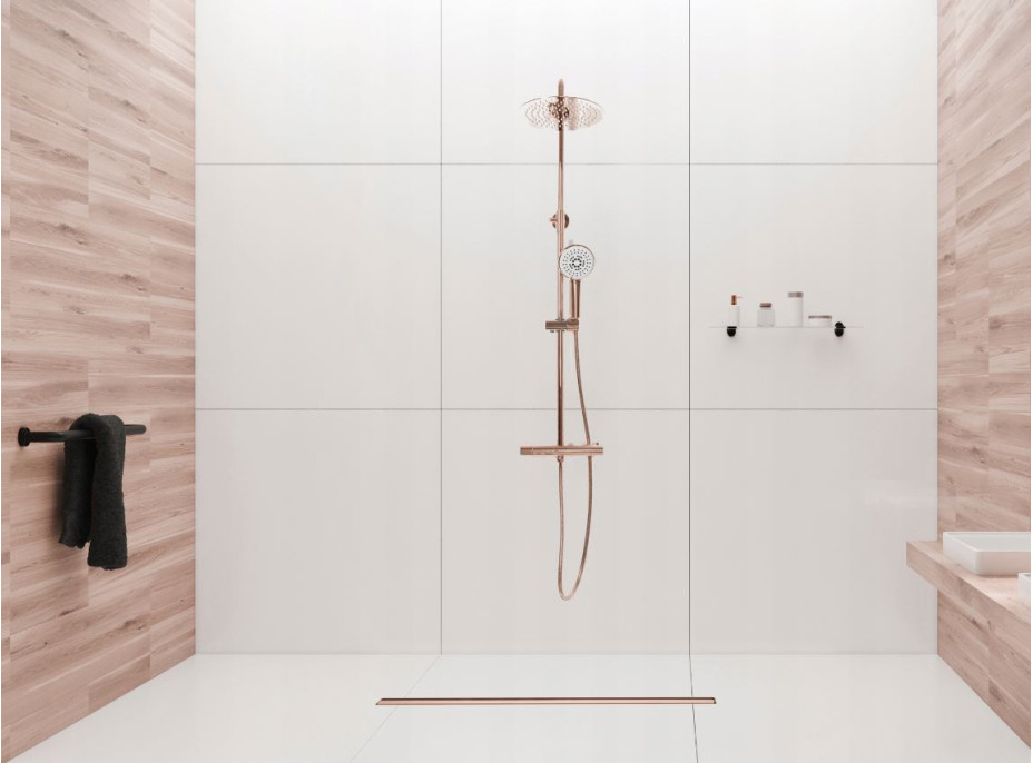 Sprchový žlab MAXMAX Rea NEO PRO SLIM - měděný broušený