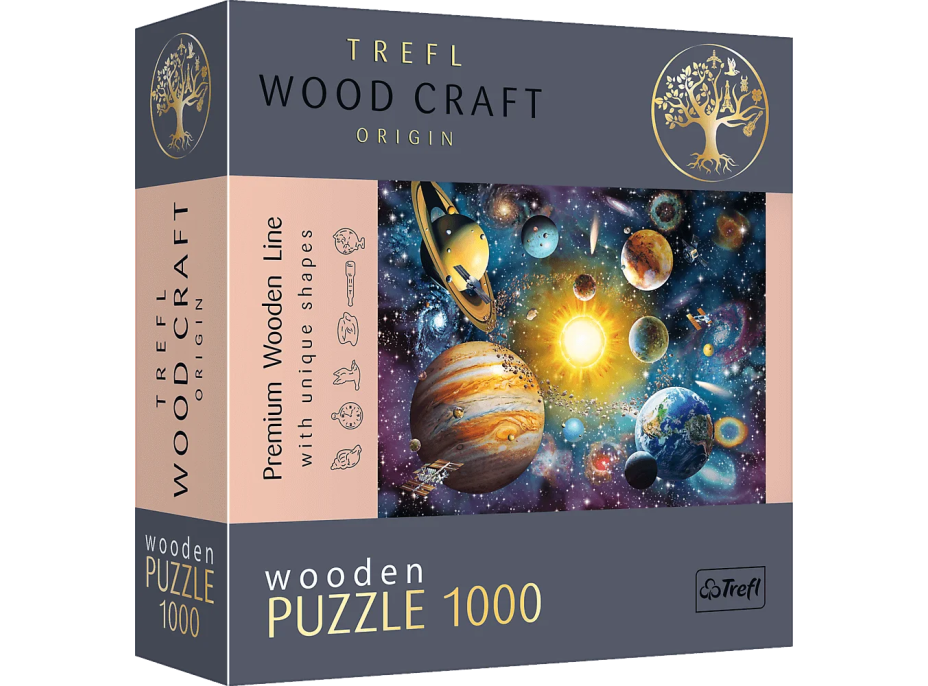 TREFL Wood Craft Origin puzzle Cesta sluneční soustavou 1000 dílků