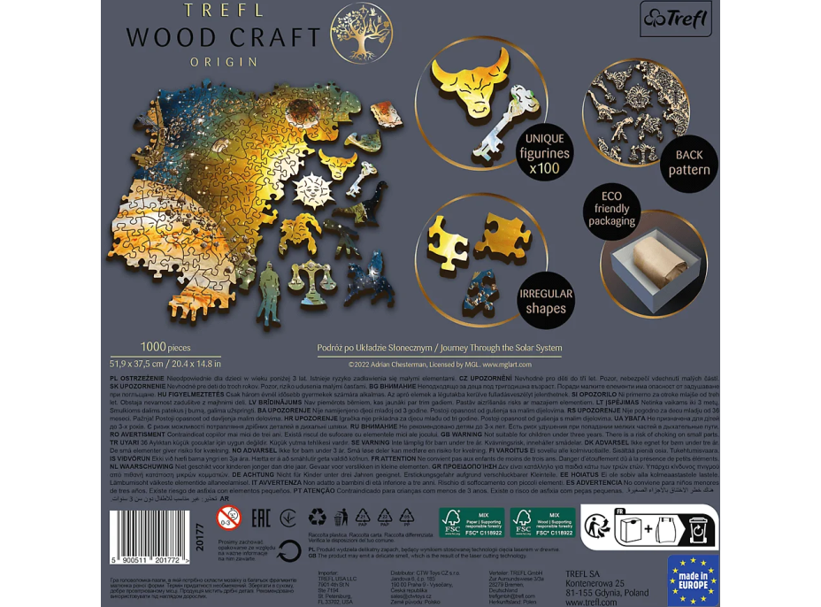 TREFL Wood Craft Origin puzzle Cesta sluneční soustavou 1000 dílků