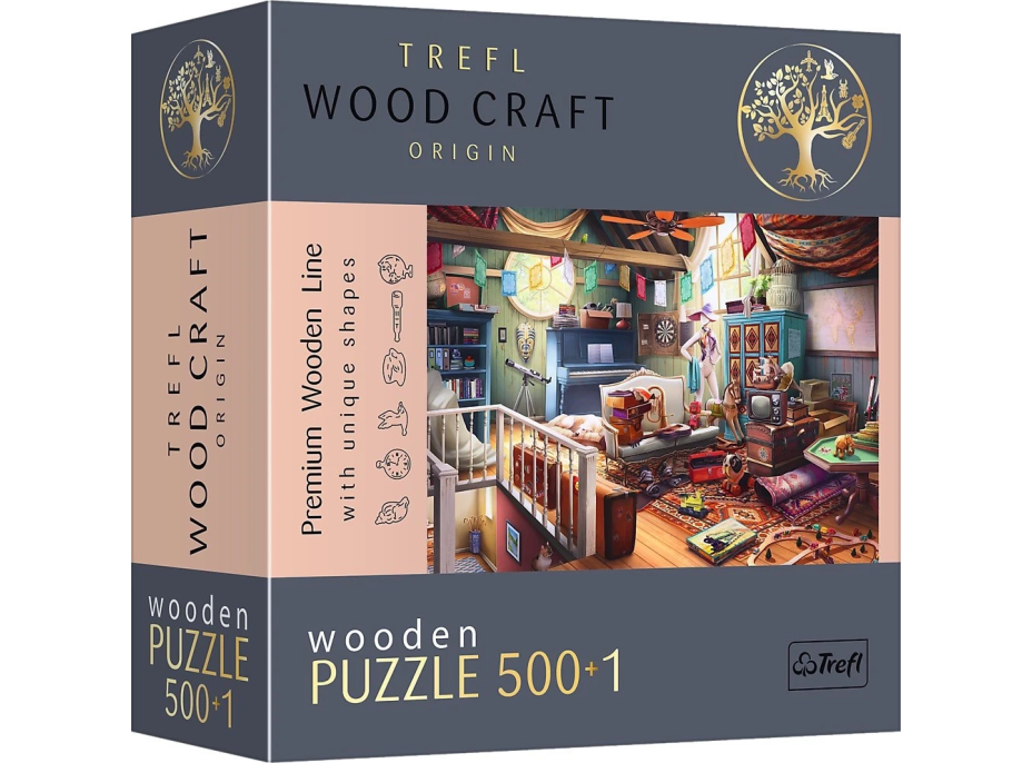 TREFL Wood Craft Origin puzzle Poklady na půdě 501 dílků