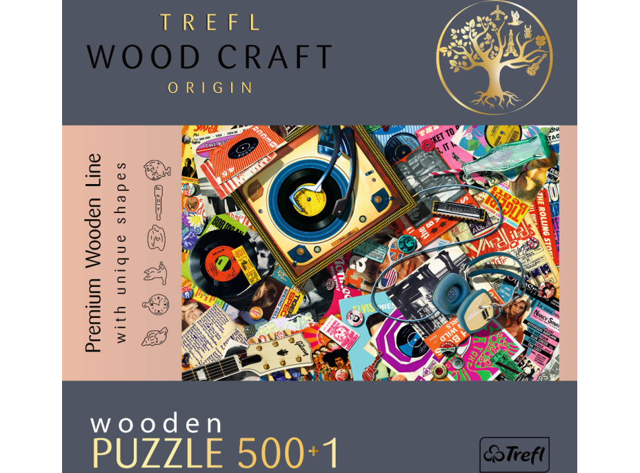 TREFL Wood Craft Origin puzzle Ve světě hudby 501 dílků