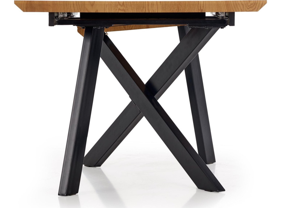 Jídelní stůl CHRIS - 160(200)x90x76 cm - rozkládací - zlatý dub/černý