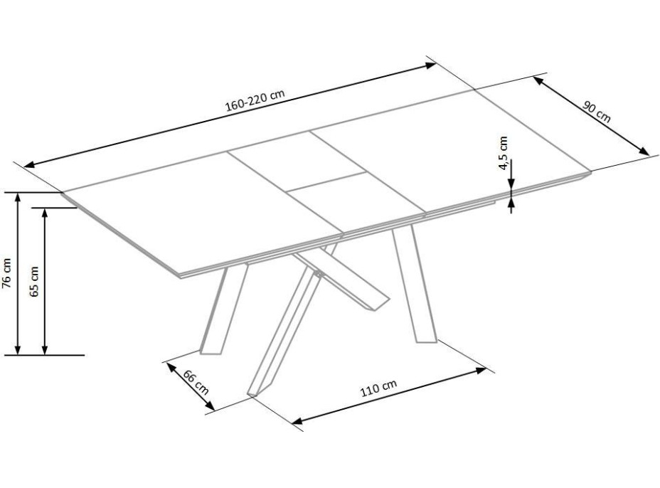 Jídelní stůl CHRIS - 160(200)x90x76 cm - rozkládací - zlatý dub/černý