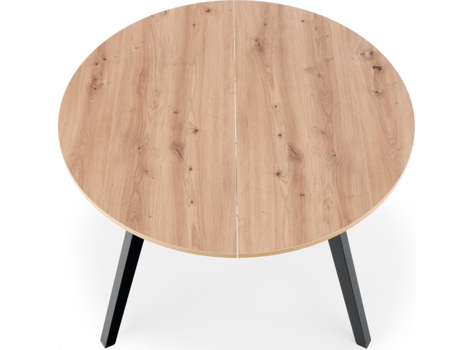 Jídelní stůl RUBY - 102(142)x102x75 cm - dub artisan/černý