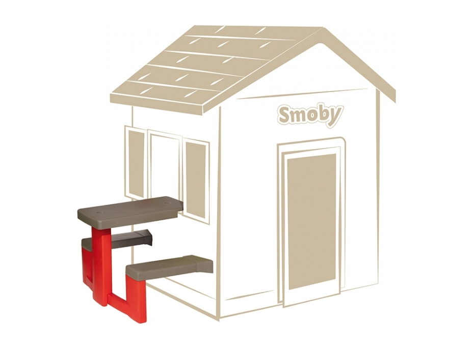 Piknik stůl se dvěma lavicemi k domečku Smoby Neo Jura Lodge