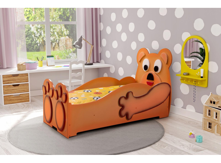 Dětská postel 3D MEDVÍDEK 160x80 cm - hnědá