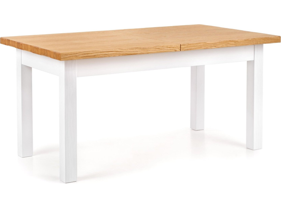 Jídelní stůl LEO - 160(250)x90x77 cm - rozkládací - bílý/dub medový